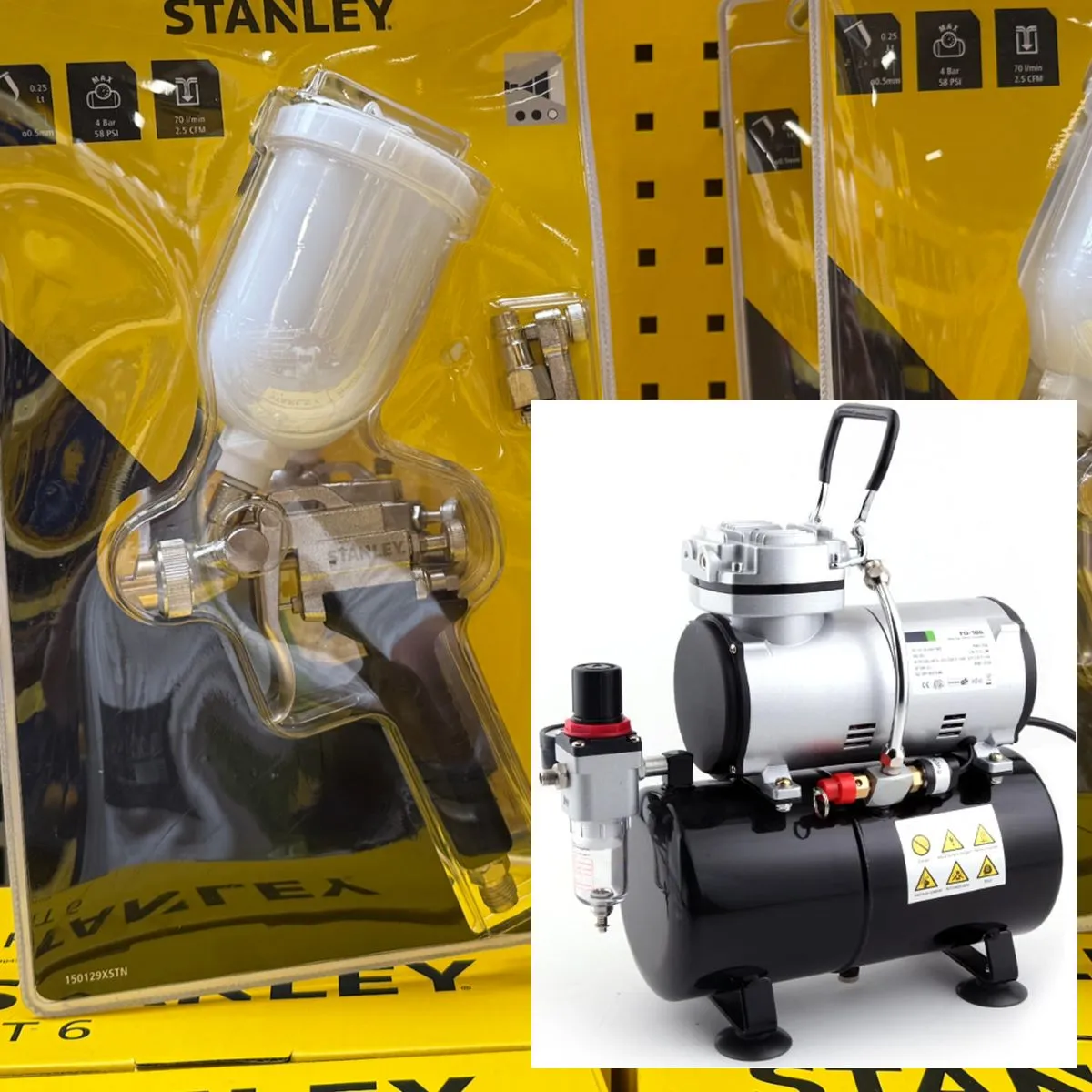 Spray gun & compressor