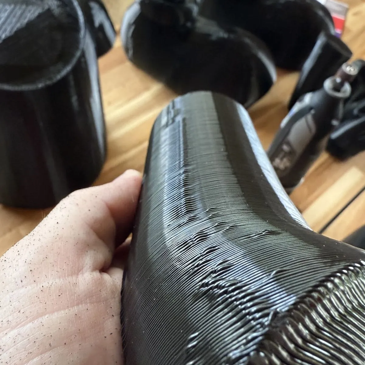 Sanding the plastic