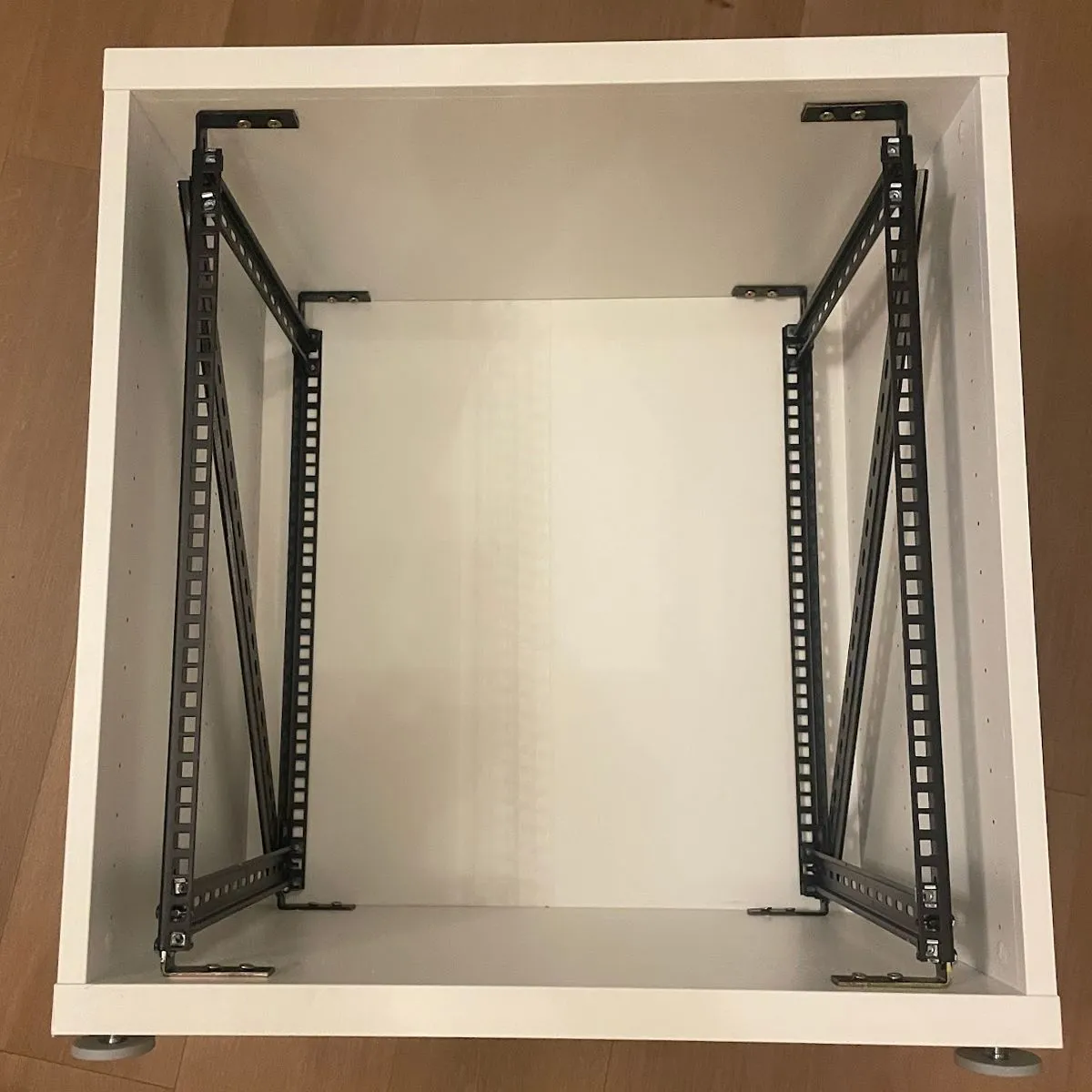 Server rack mounted in the IKEA furniture
